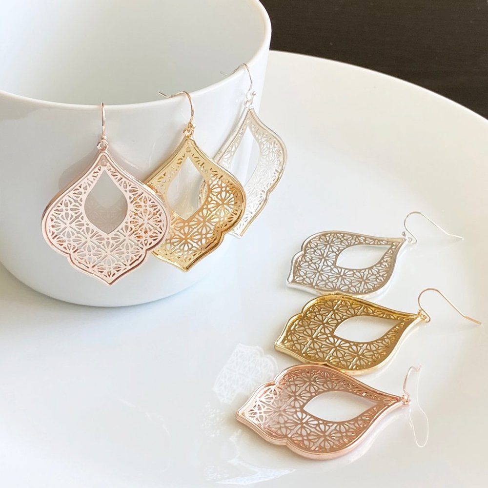 NEW Morocco Filigree Earrings (rose gold) - Picture 3 of 4